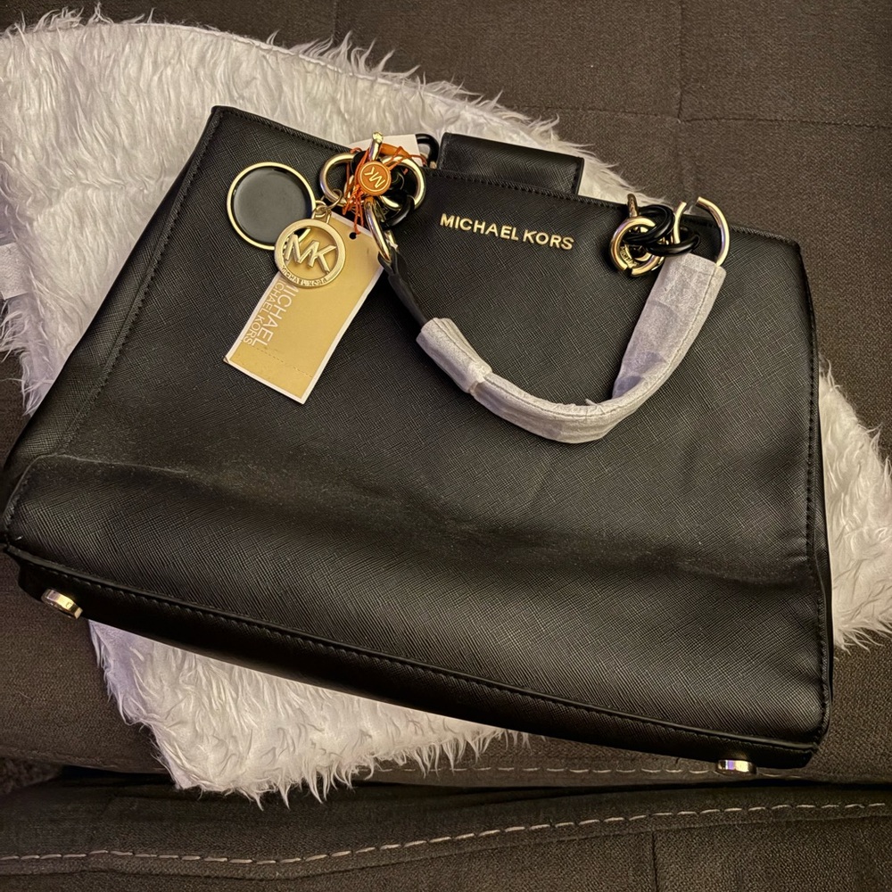 MK Black and Gold Satchel
